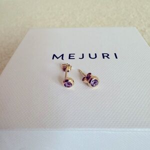 Mejuri 14K gold amethyst gem studs earrings